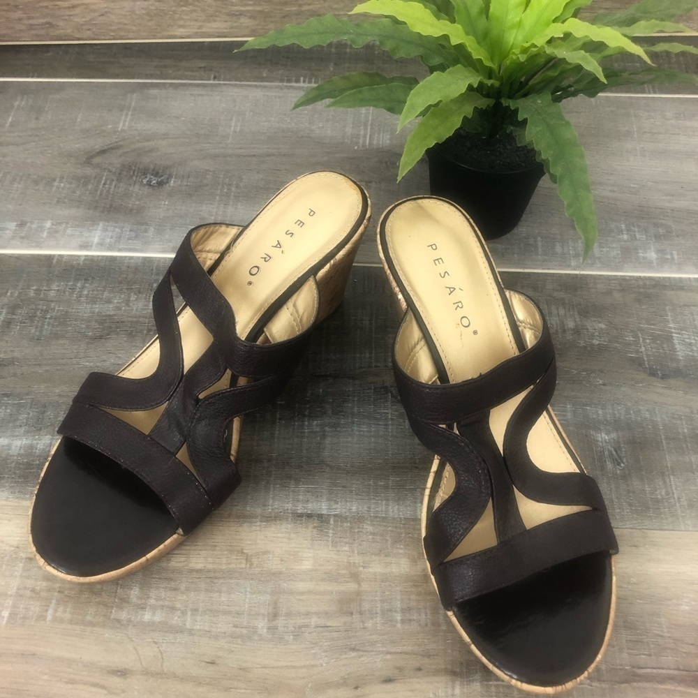 Pesaro Gisella Brown Cork Platform Sandal Size 10 - Picture 7 of 13